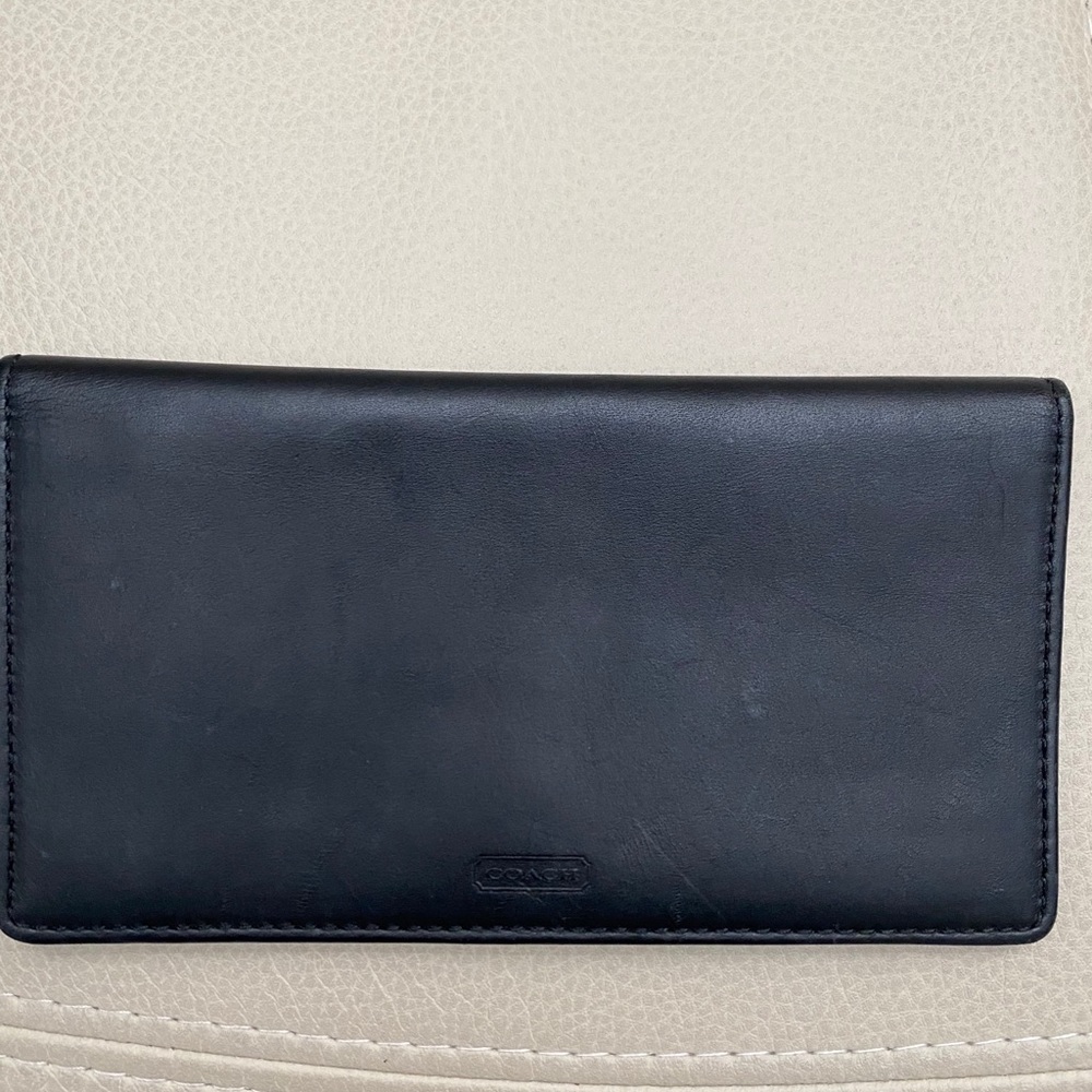 Preloved Coach Black Check Book Holder